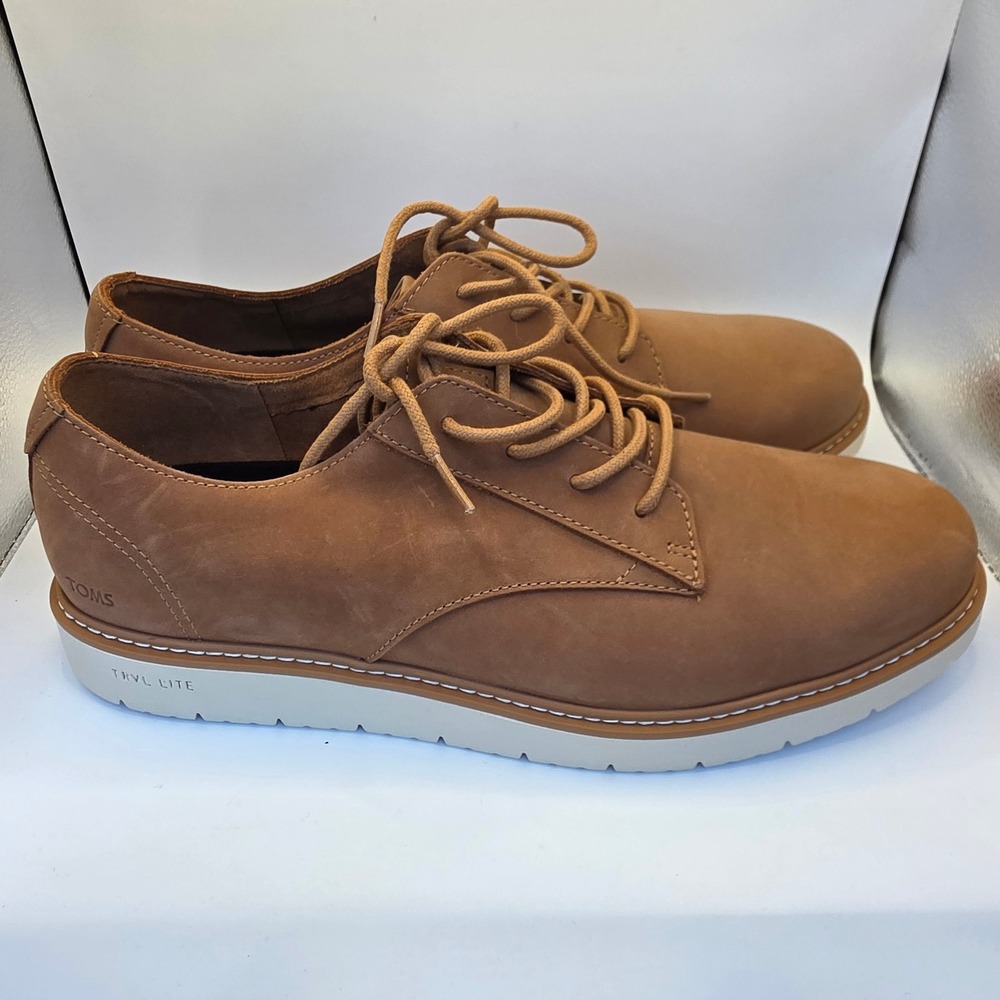 TOMS TRVL LITE Derby Tan Nubuck Leather Lace Up Shoes Mens 13 Brown Oxford